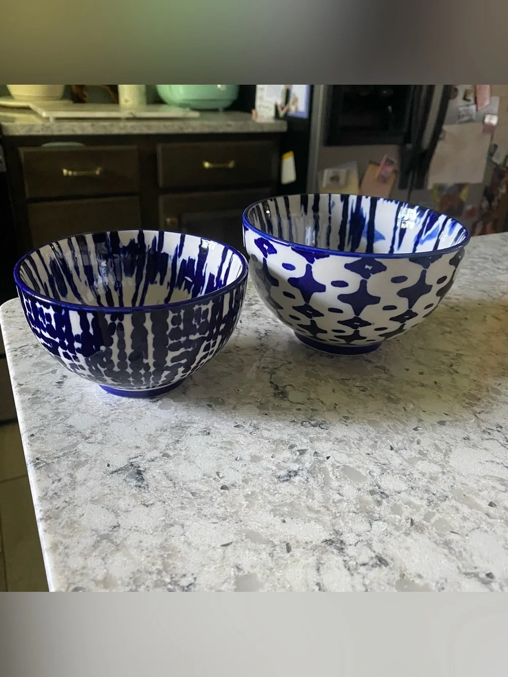 West Elm Blue indigo tie-dye Nesting Bowl set of 2
